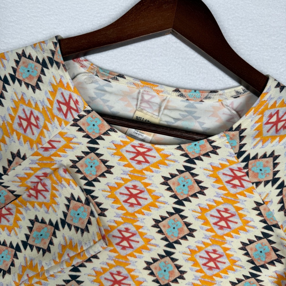 Billabong Surf Capsule Rash Guard Long Sleeve Geometric Tribal Print Womens L‎